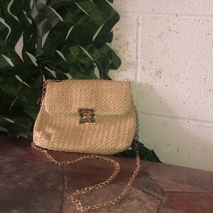 Chic Tan Woven Chain Bag